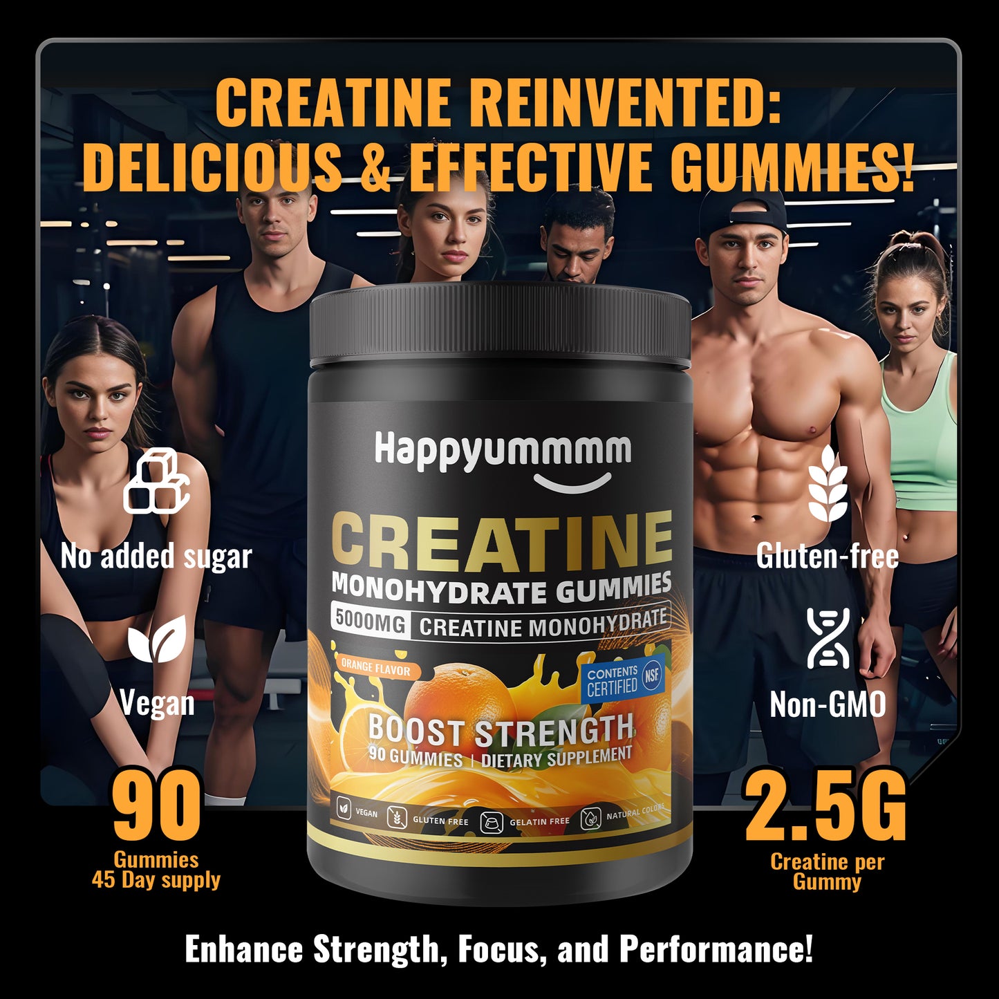 Happy Creatine - Bear Black Jar (Orange)