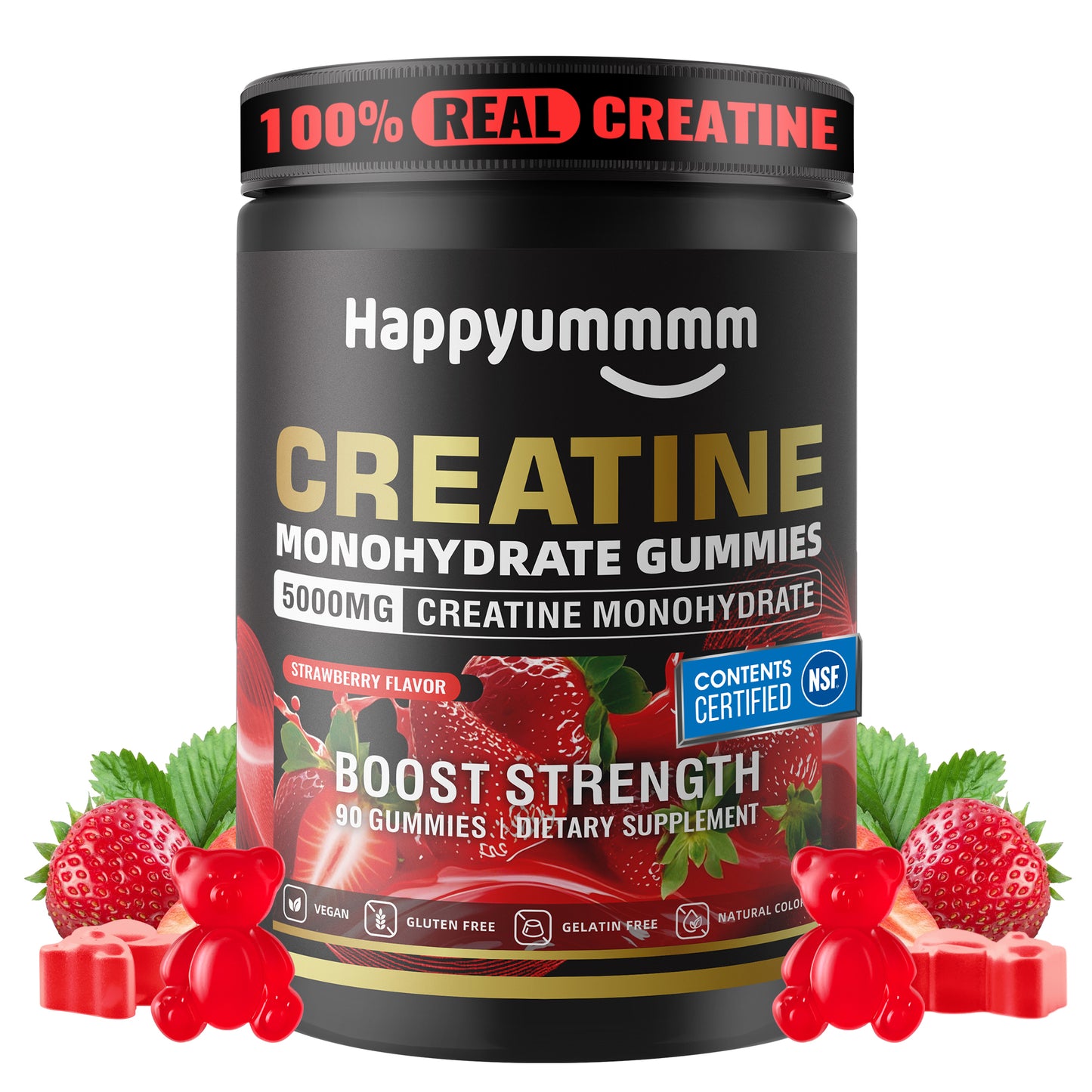 Happy Creatine - Bear Black Jar (Strawberry)
