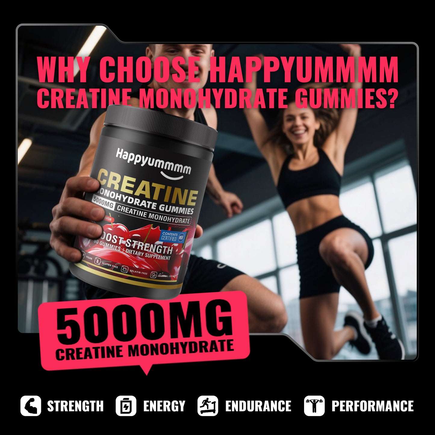 Happy Creatine - Bear Black Jar (Cherry)
