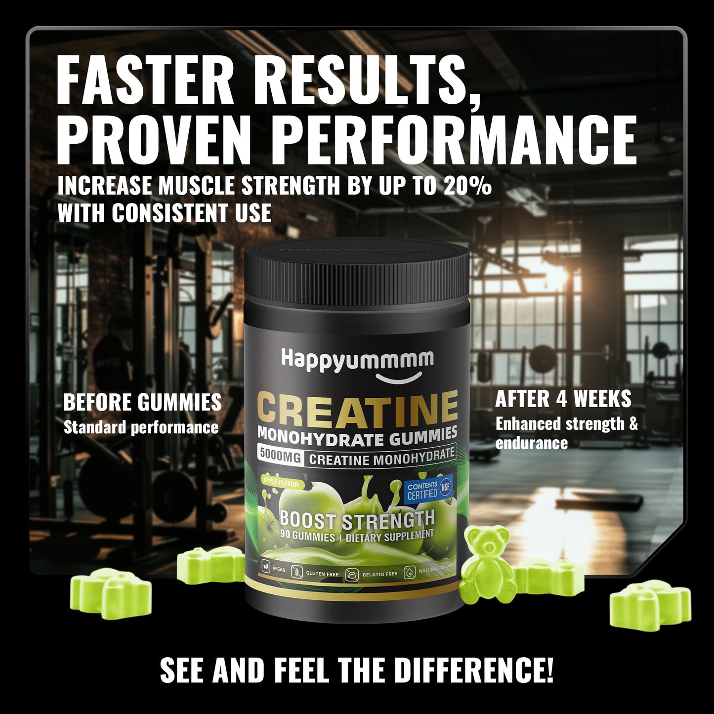 Happy Creatine - Bear Black Jar (Apple)