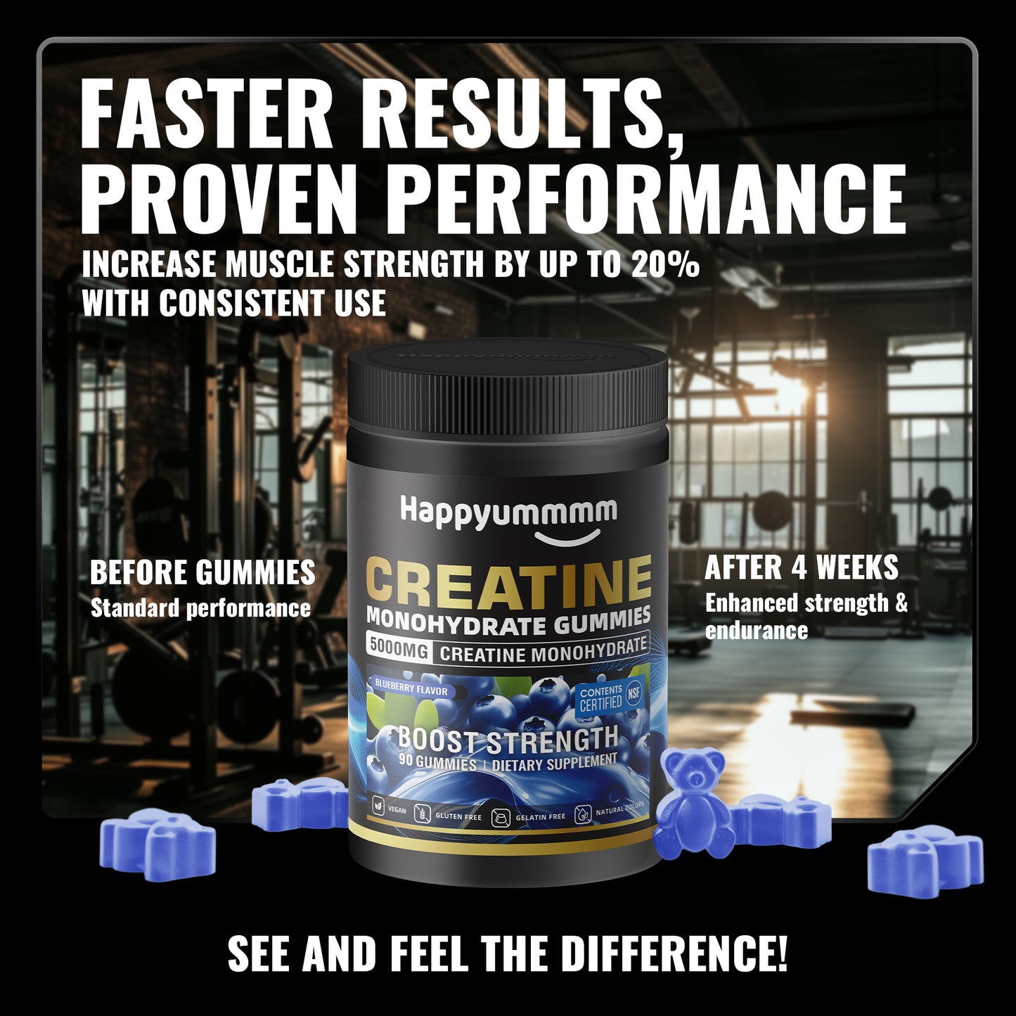 Happy Creatine - Bear Black Jar (Blueberry)