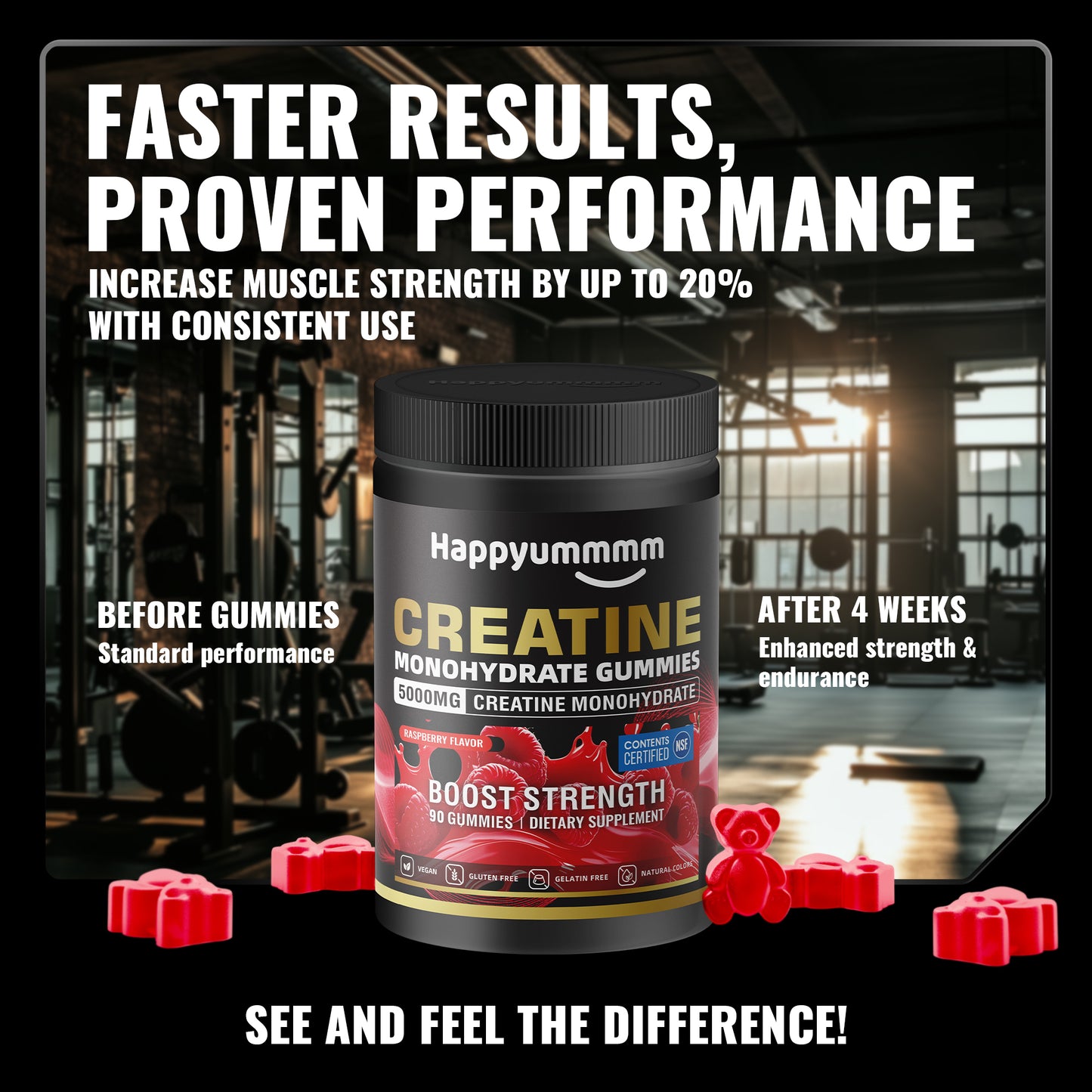 Happy Creatine - Bear Black Jar (Raspberry)