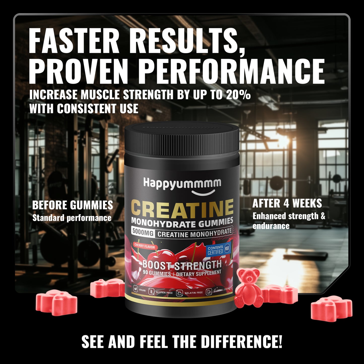 Happy Creatine - Bear Black Jar (Cherry)