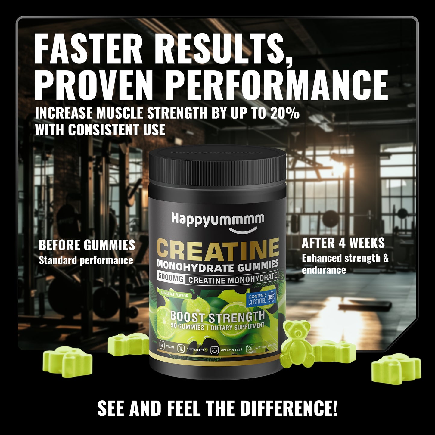 Happy Creatine - Bear Black Jar (Kumquat)