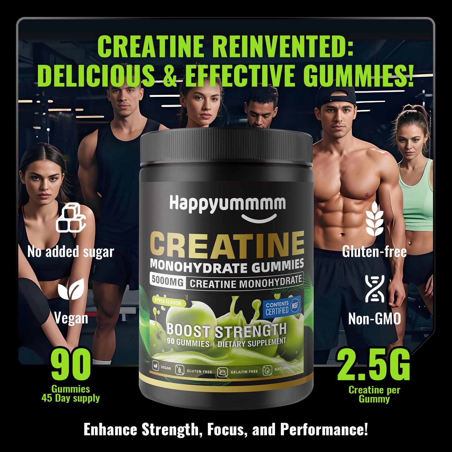 Happy Creatine - Bear Black Jar (Apple)