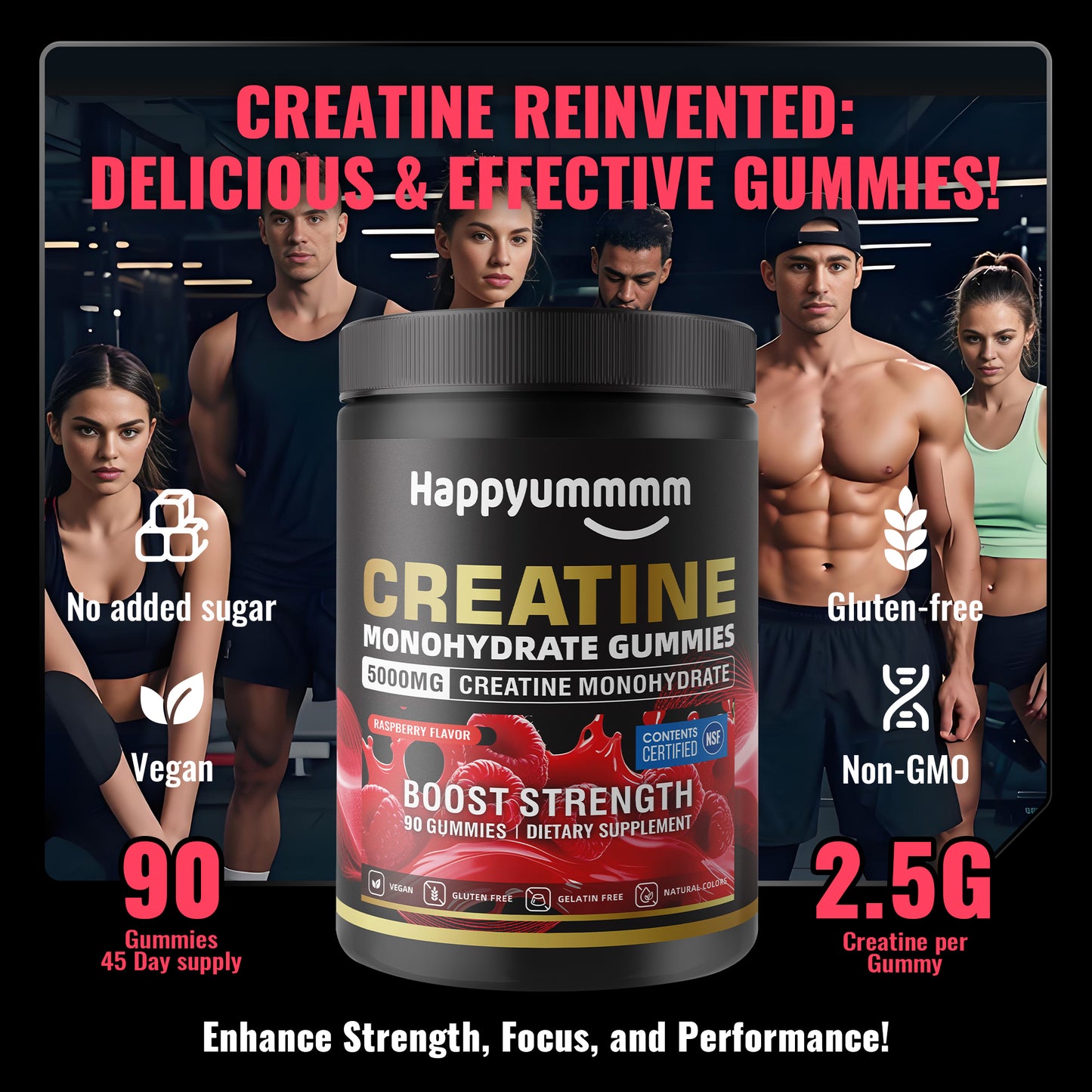 Happy Creatine - Bear Black Jar (Raspberry)