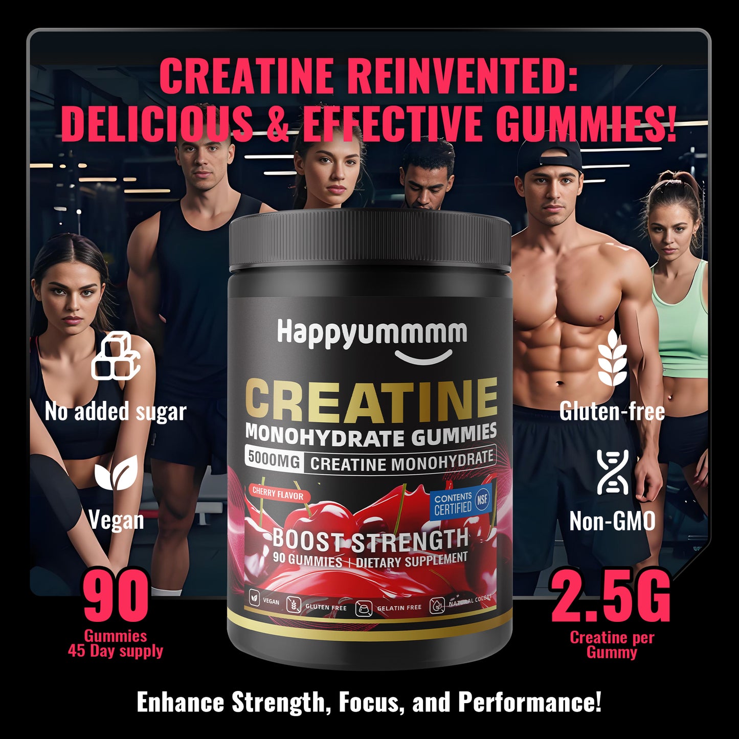 Happy Creatine - Bear Black Jar (Cherry)